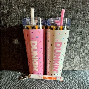 “Dunkin” Confetti 24oz Tumblers & Portable Straw Set